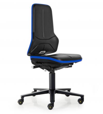ESD Workplace Chair NEON 2 ESD Work Chair Permanent Contact Backrest Integral Foam ESD Flex Strip Blue Soft Castors Bimos Workplace Chairs Interstuhl